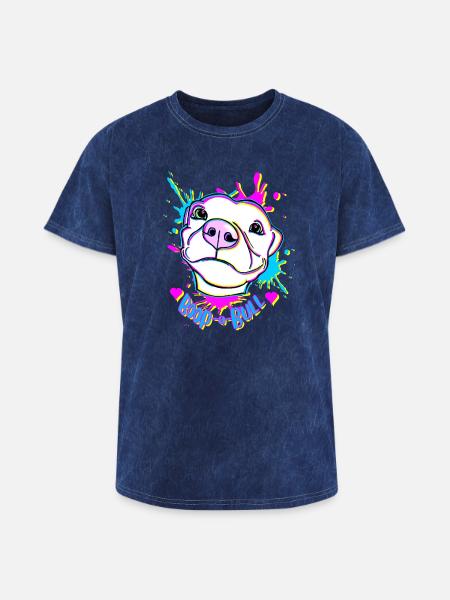 Boop-a-Bull Neon Splash - Washed Unisex T-Shirt - mineral navy