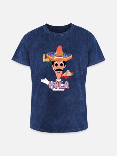 Multilingual - Mexican Shirt - Washed Unisex T-Shirt - mineral navy