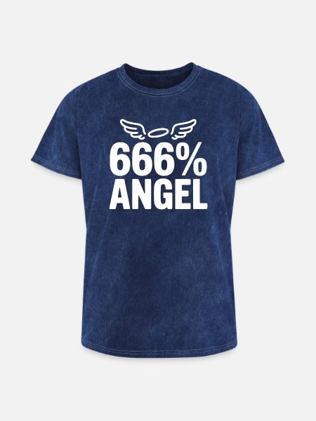 666% Angel - Washed Unisex T-Shirt - mineral navy