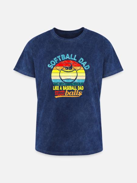 Softball Dad Humor Tee - Washed Unisex T-Shirt - mineral navy