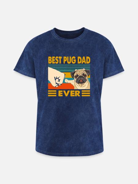 Best Pug Dad Ever - Washed Unisex T-Shirt - mineral navy