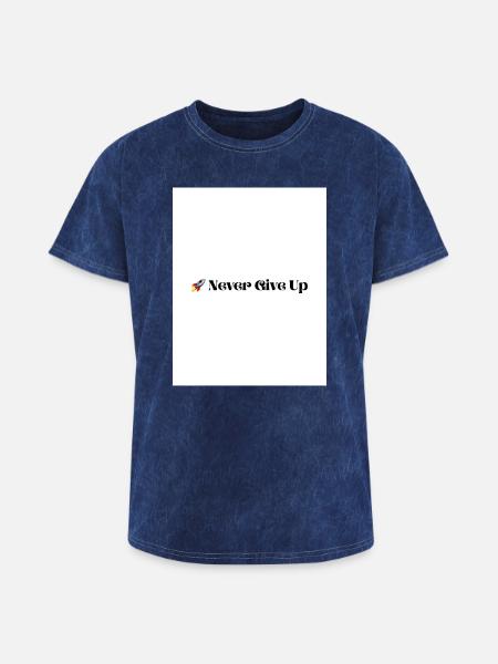 Never Give Up - Washed Unisex T-Shirt - mineral navy
