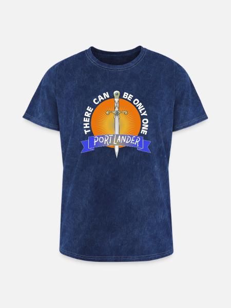 Portlander Sun Sword Emblem - Washed Unisex T-Shirt - mineral navy