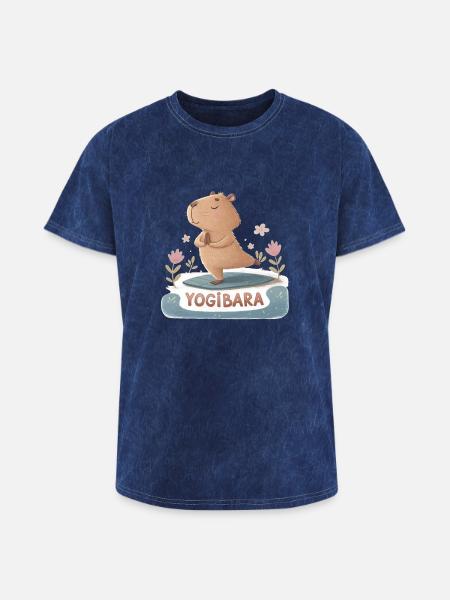 Capybara Yogi - Washed Unisex T-Shirt - mineral navy