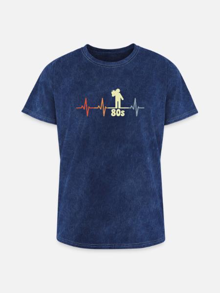 80s Enthusiast ECG - Washed Unisex T-Shirt - mineral navy