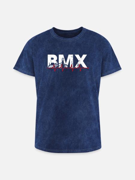 BMX Pulse Bike Art - Washed Unisex T-Shirt - mineral navy