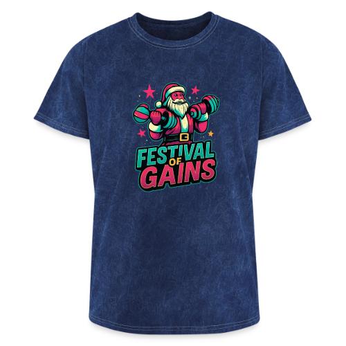 Festival of Gains Funny Gym Santa Christmas - Washed Unisex T-Shirt