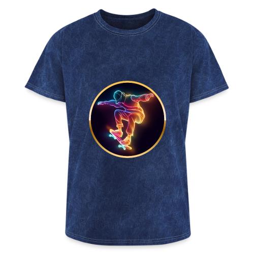 Skateboarding: Midnight Neon Skater - Washed Unisex T-Shirt