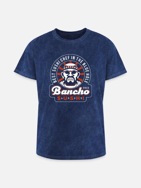 Sushi Chef Badge Sunburst - Washed Unisex T-Shirt - mineral navy