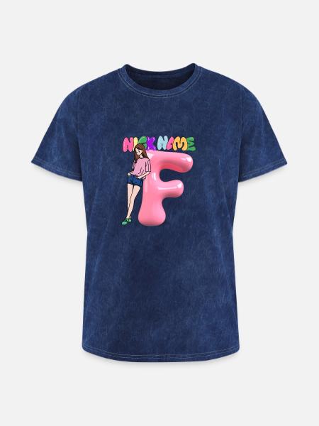 Nick Name F - Washed Unisex T-Shirt - mineral navy