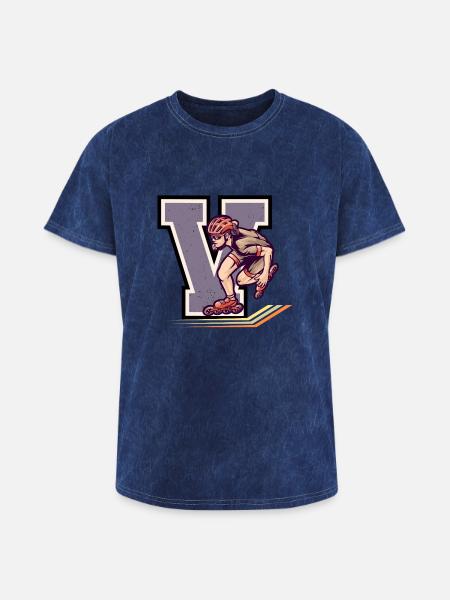 Rollerblading Velocity - V Series - Washed Unisex T-Shirt - mineral navy