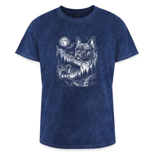 Vintage French Bulldog Moon Howling Tee - Washed Unisex T-Shirt