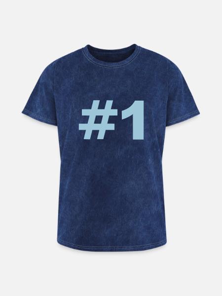 Number 1 - Washed Unisex T-Shirt - mineral navy