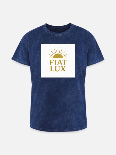 Fiat Lux Gold Sunburst Logo - Washed Unisex T-Shirt - mineral navy