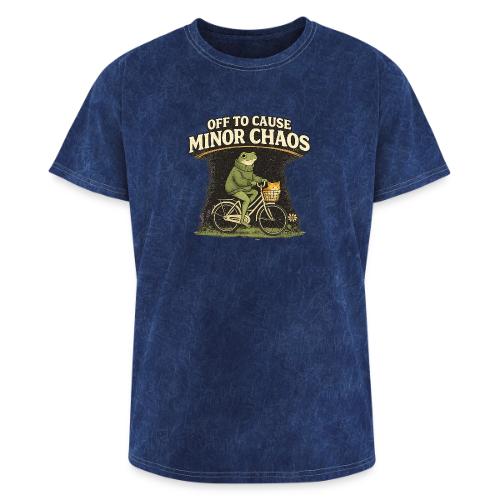 Minor Chaos Vintage Frog and Cat on Bicycle - Washed Unisex T-Shirt