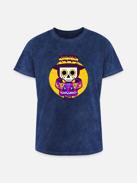 Mexican Skeleton - Washed Unisex T-Shirt - mineral navy