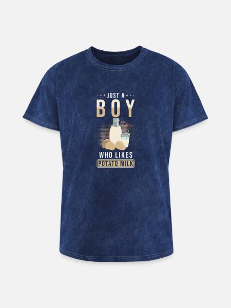 Potato Milk Saying - Washed Unisex T-Shirt - mineral navy