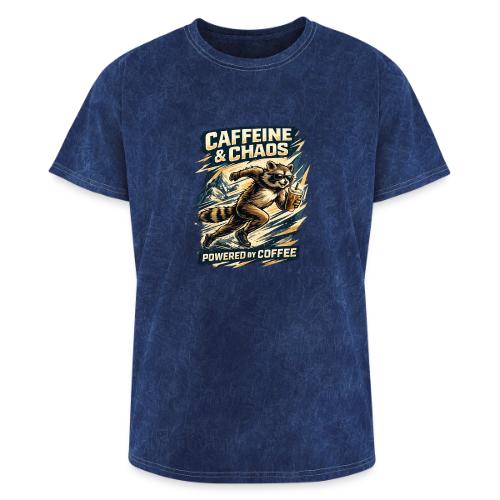 Funny Caffeine Chaos Raccoon Coffee Lover Morning - Washed Unisex T-Shirt