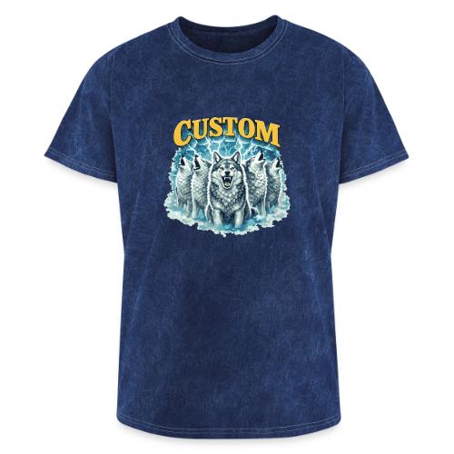 Custom Wolf Pack Howling Moon Vintage Wilderness - Washed Unisex T-Shirt