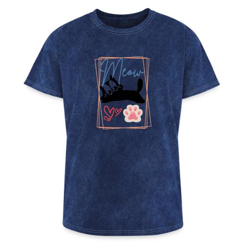 Meow Cat Paw Cute Kitty Lover Design - Washed Unisex T-Shirt