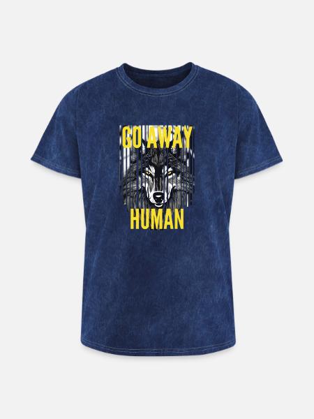 GO AWAY HUMAN - Washed Unisex T-Shirt - mineral navy