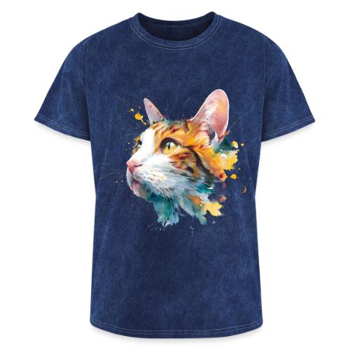 Cat: Feline Ink Burst - Washed Unisex T-Shirt