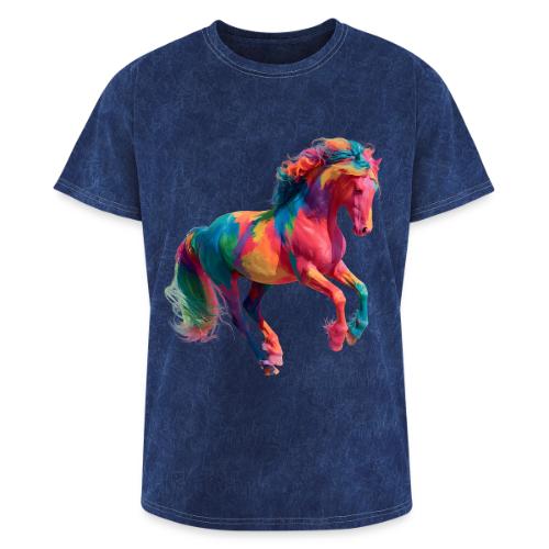 Colorful Paint Splatter Horse Art - Washed Unisex T-Shirt