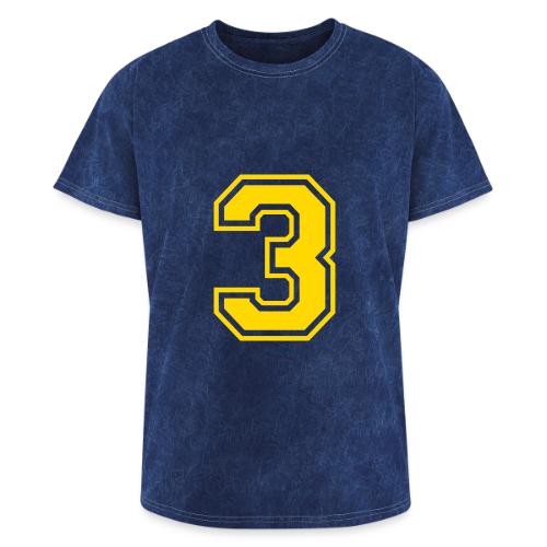 Number 3 in a classic athletic collegiate font - Washed Unisex T-Shirt