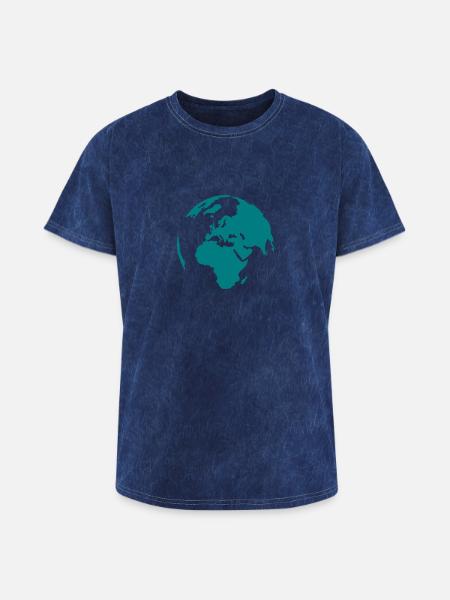 World - Washed Unisex T-Shirt - mineral navy
