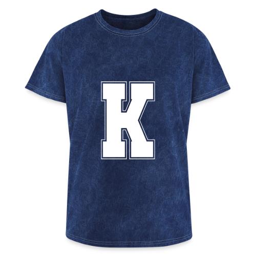 White Letter K – Varsity Alphabet Monogram - Washed Unisex T-Shirt