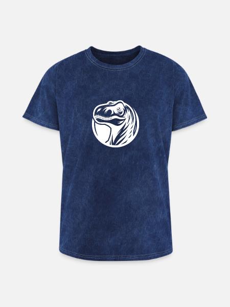 Grinning Raptor Logo Style - Washed Unisex T-Shirt - mineral navy