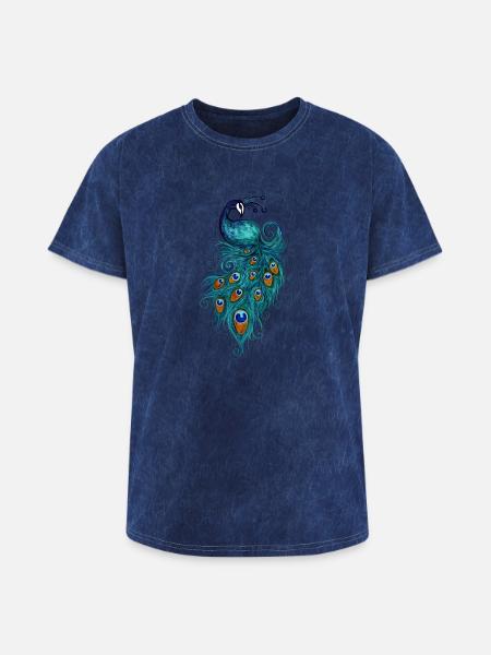 Peacock - Washed Unisex T-Shirt - mineral navy