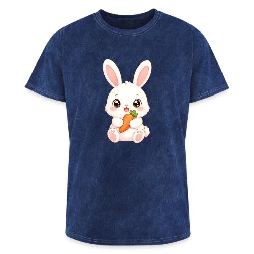Cute Bunny Rabbit Holding Carrot – Kawaii Easter - Washed Unisex T-Shirt