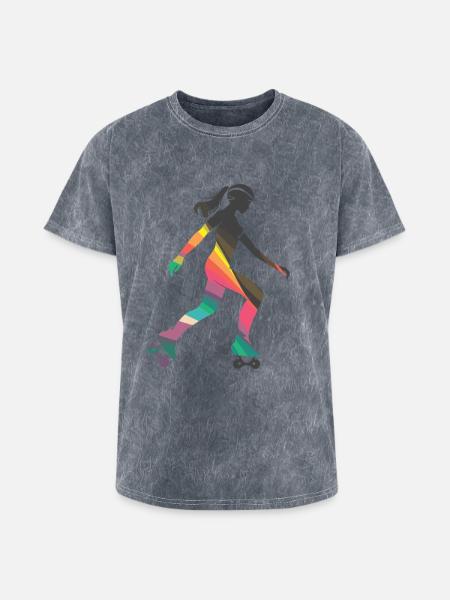 Roller Skating Girl - Washed Unisex T-Shirt - mineral grey