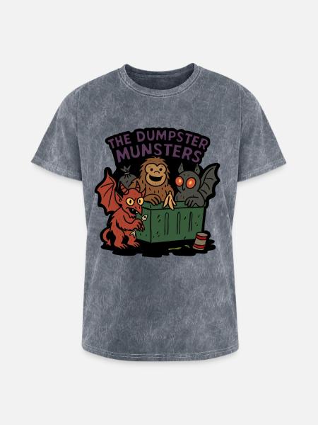 The Dumpster Munsters Halloween Crew - Washed Unisex T-Shirt - mineral grey