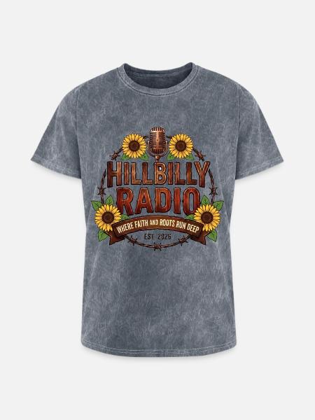 Hillbilly_Radio_Logo_Sunflowers - Washed Unisex T-Shirt - mineral grey