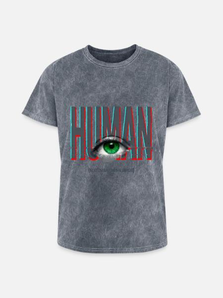 Human Glitch Eye - Washed Unisex T-Shirt - mineral grey