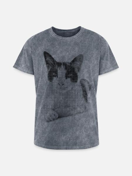 Calico Cat Halftone - Washed Unisex T-Shirt - mineral grey