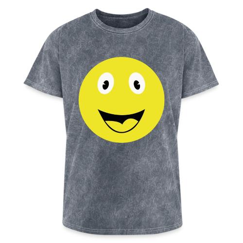 Yellow Happy Face Print - Washed Unisex T-Shirt