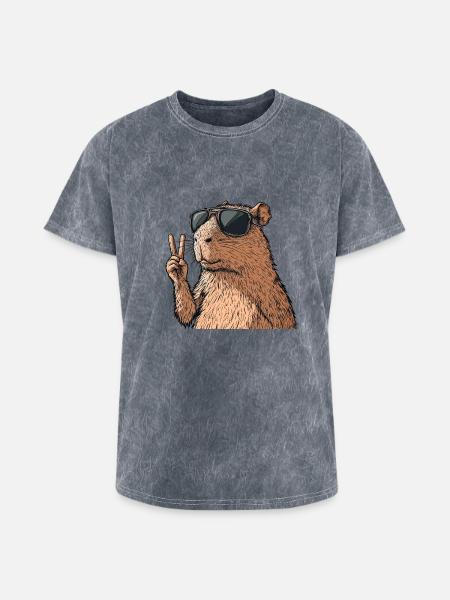 Cool Capybara in Glasses - Washed Unisex T-Shirt - mineral grey