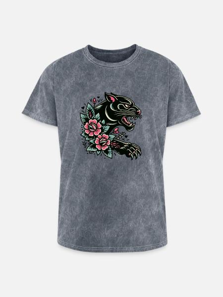 Black Panther Flash Tattoo - Washed Unisex T-Shirt - mineral grey