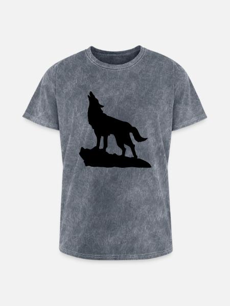 Wolf Howling - Washed Unisex T-Shirt - mineral grey
