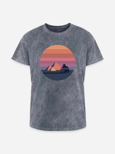 Volkswagen VW T2a Camper With Pyramids - Washed Unisex T-Shirt - mineral grey
