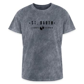 St Barth Caribbean Coordinates Globe - Washed Unisex T-Shirt - mineral grey - Front