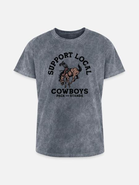 Soutenez les cow-boys locaux - T-shirt délavé unisexe - gris minéral