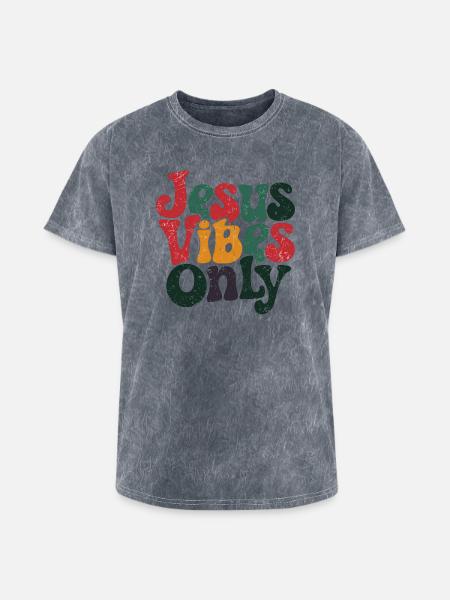 Festive Jesus Vibes Only Design - Washed Unisex T-Shirt - mineral grey