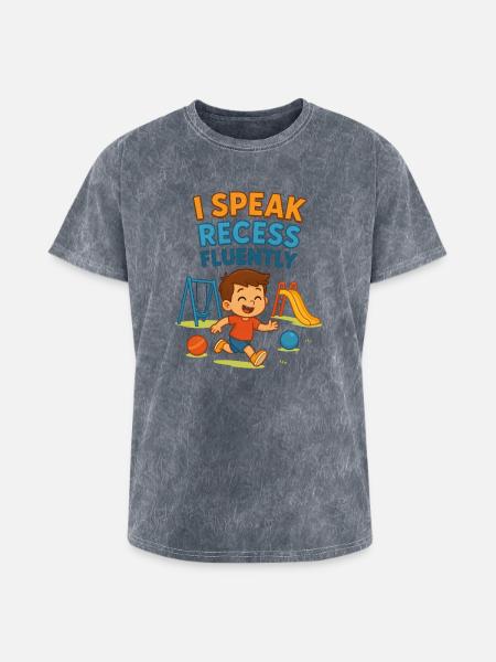 “I Speak Recess Fluently” - Washed Unisex T-Shirt - mineral grey