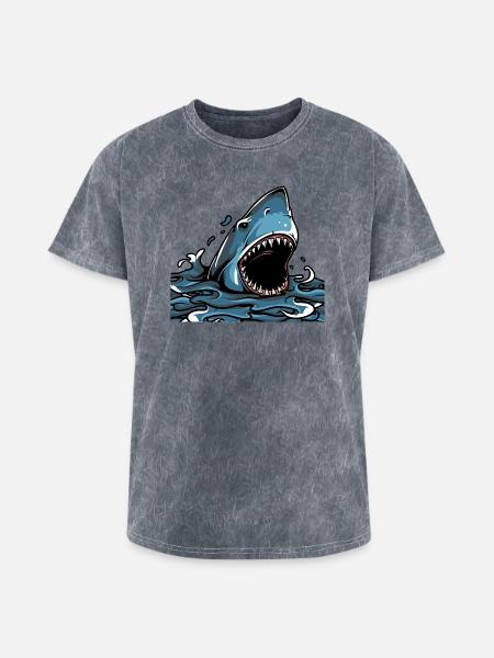 Shark Attack Splash - Washed Unisex T-Shirt - mineral grey
