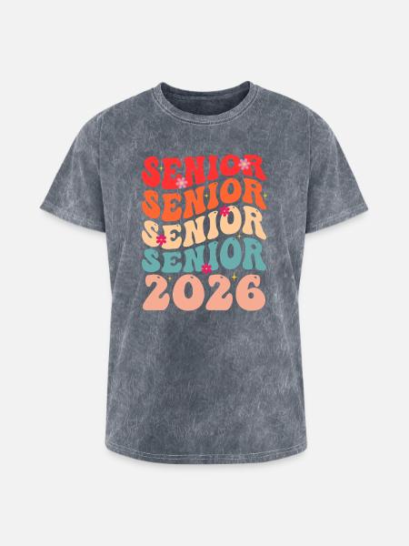 Senior Class 2026 Floral Rainbow - Washed Unisex T-Shirt - mineral grey