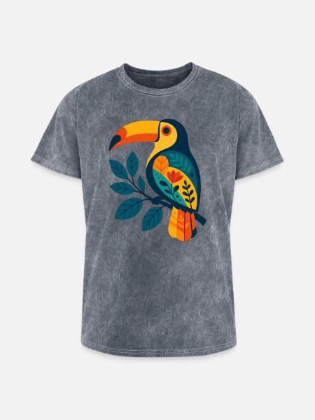 Bold Tropical Toucan Art - Washed Unisex T-Shirt - mineral grey